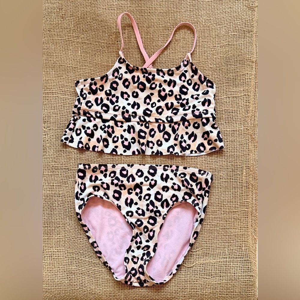 Justice Pink and Black animal print Swimsuit